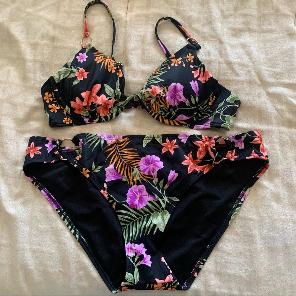 Women’s Black Colorful Bikini Set